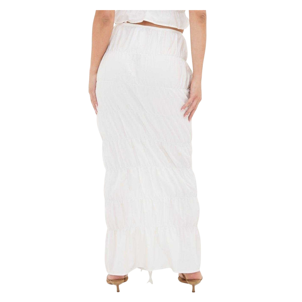 White - Back - I Saw It First Womens-Ladies Ruched Poplin Maxi Skirt