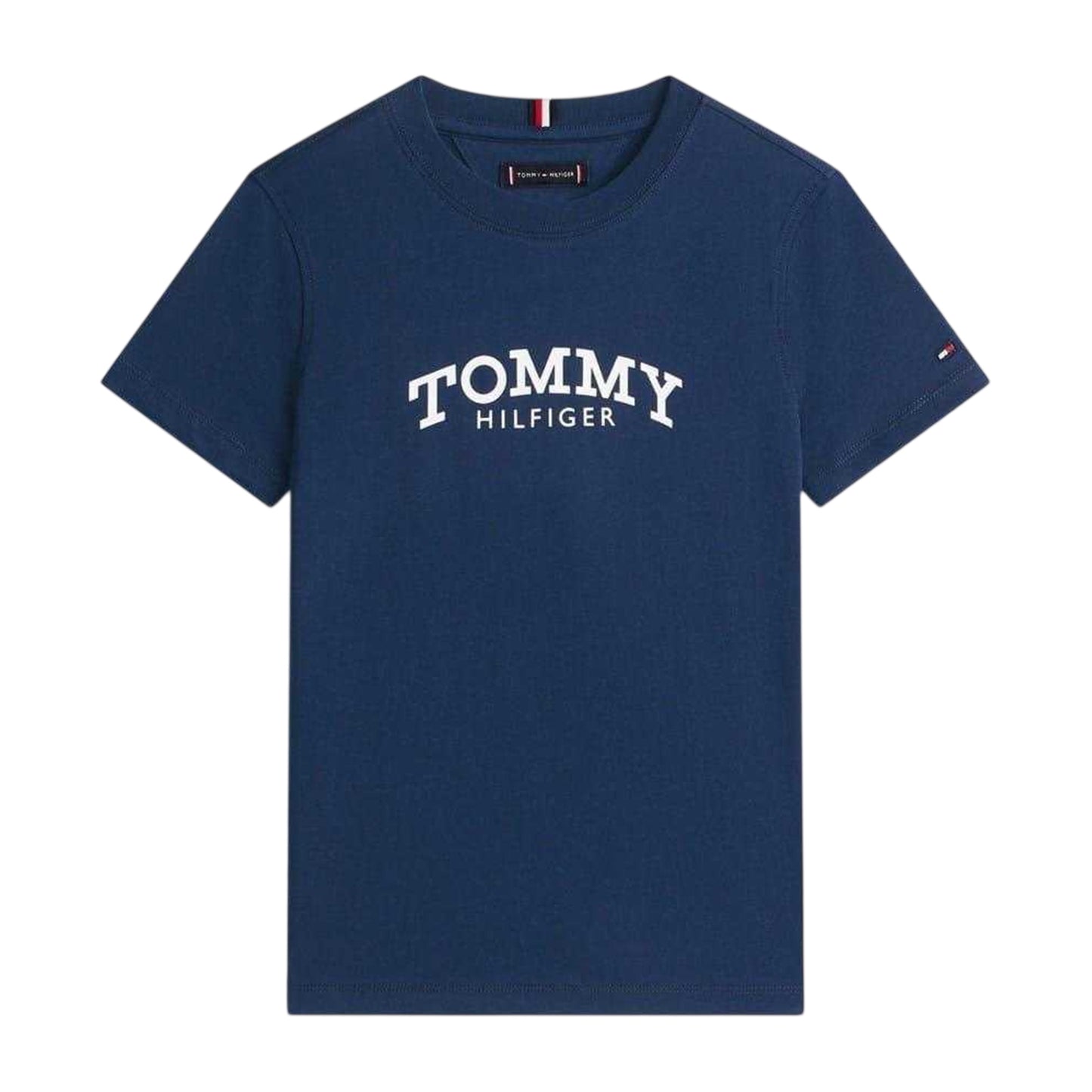 Navy Night - Front - Tommy Hilfiger Childrens-Kids Arched Logo Crew Neck T-Shirt