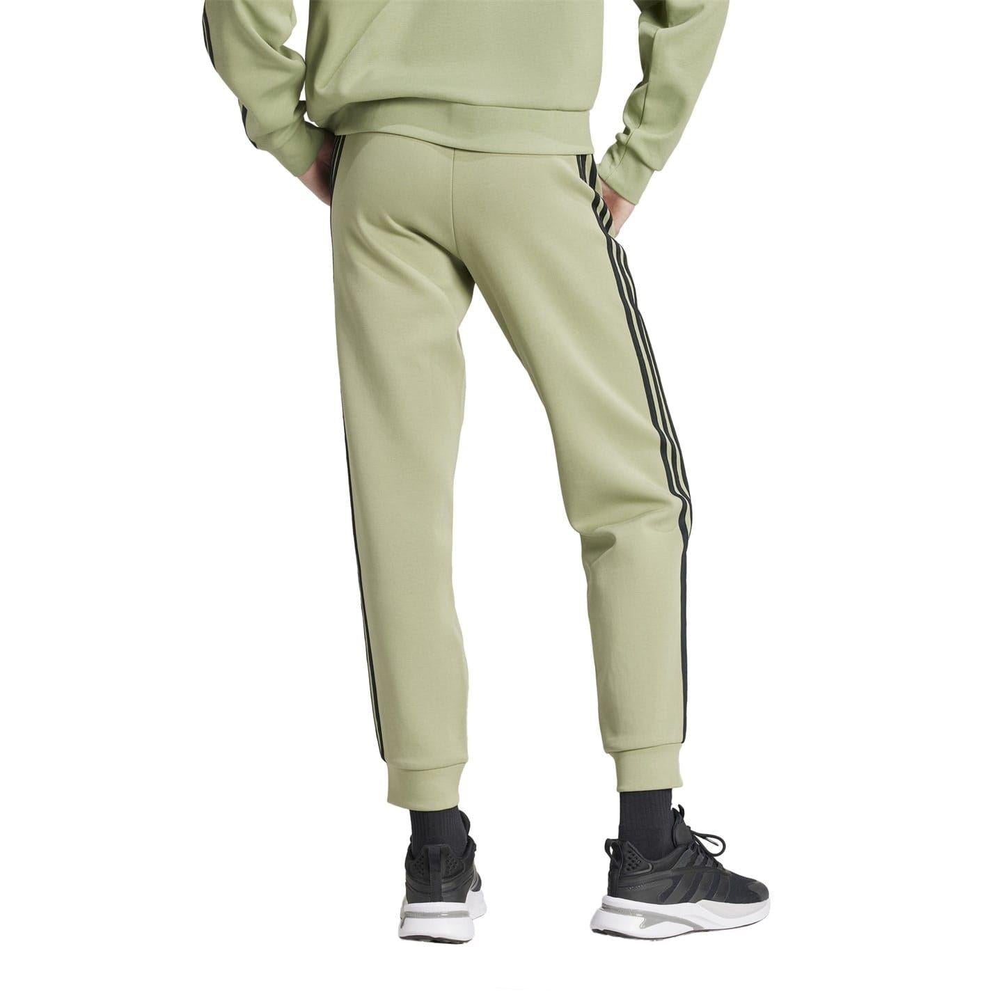Green - Back - Adidas Womens-Ladies Future Icons 3 Stripes Jogging Bottoms