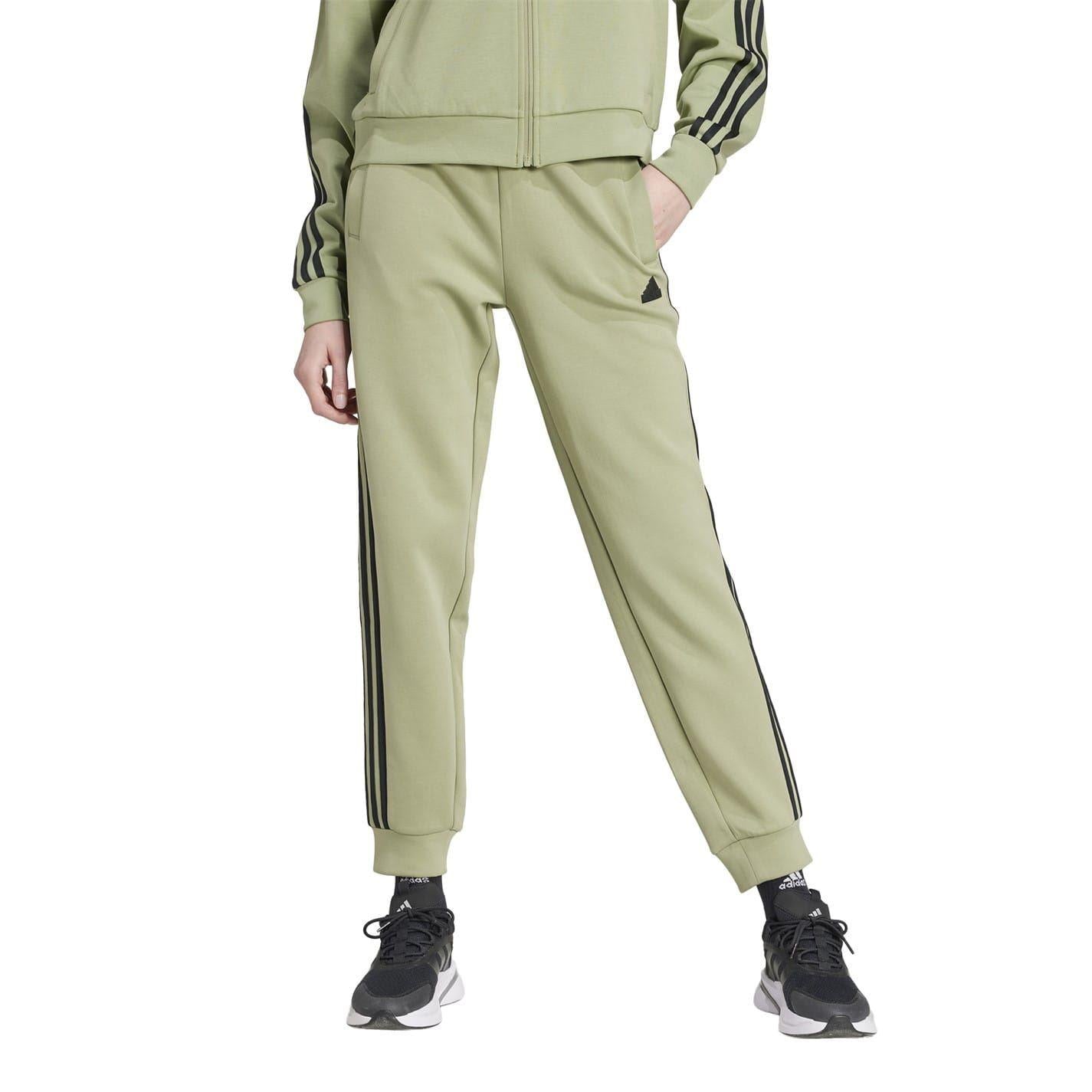 Green - Lifestyle - Adidas Womens-Ladies Future Icons 3 Stripes Jogging Bottoms