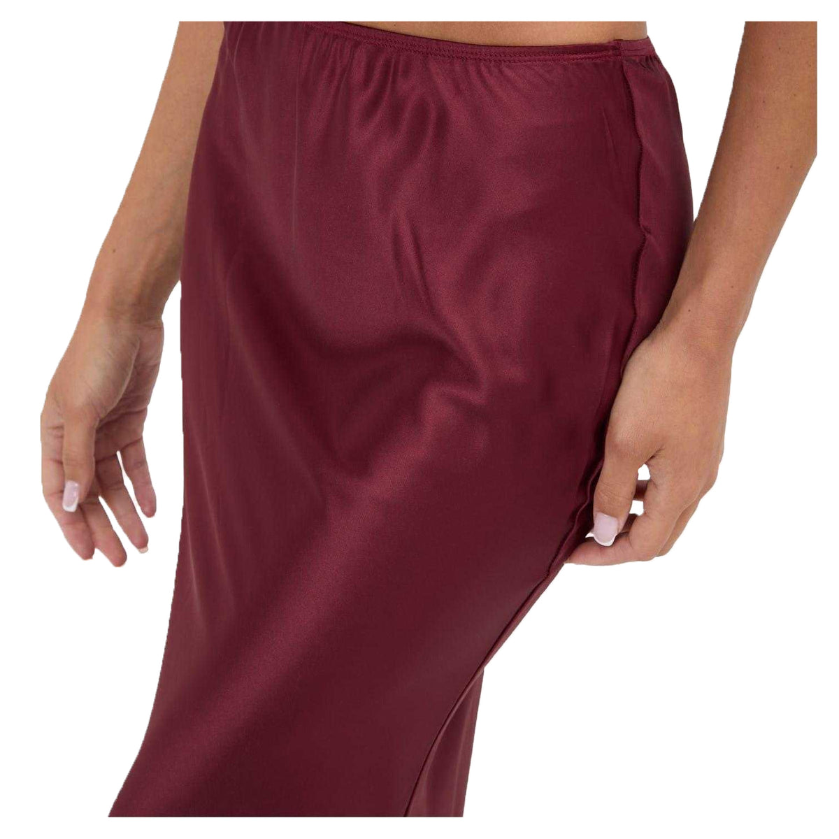 Burgundy - Side - I Saw It First Womens-Ladies Satin High Waist Maxi Skirt