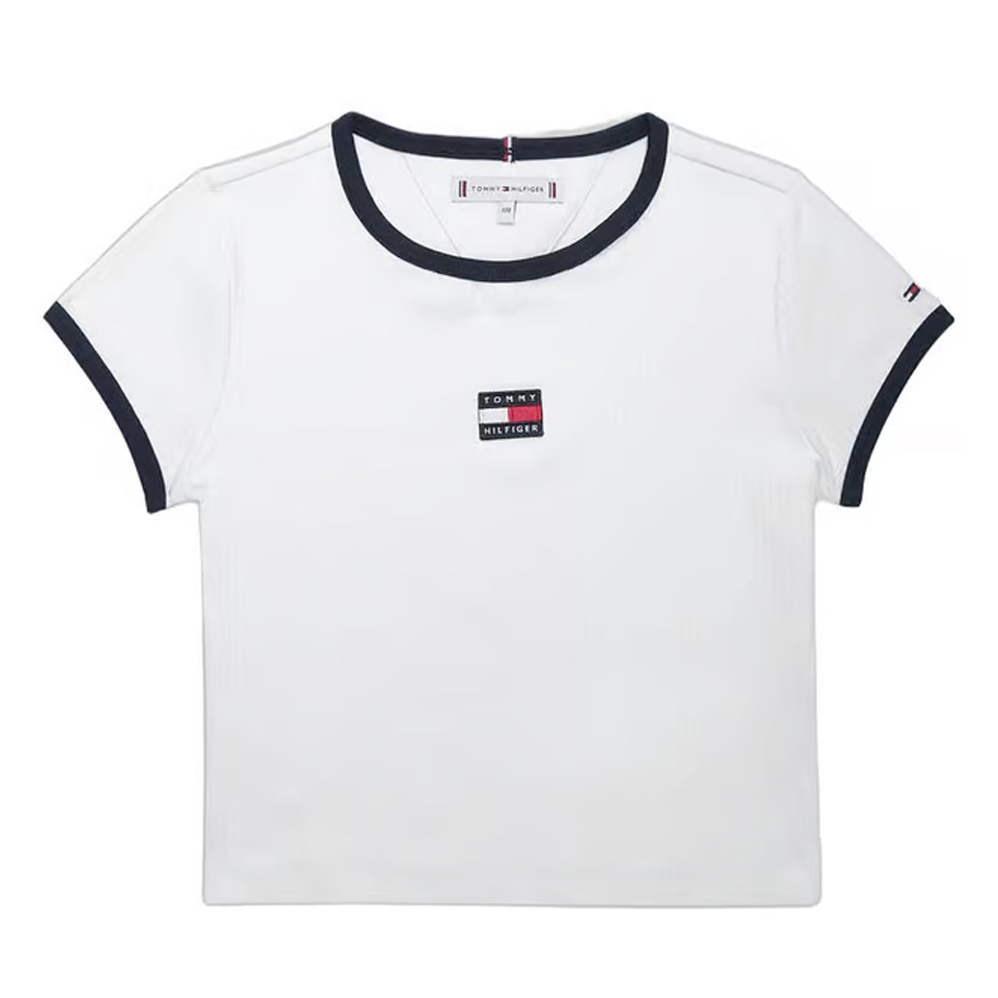 White - Front - Tommy Hilfiger Childrens-Kids Heritage Ribbed Collar T-Shirt