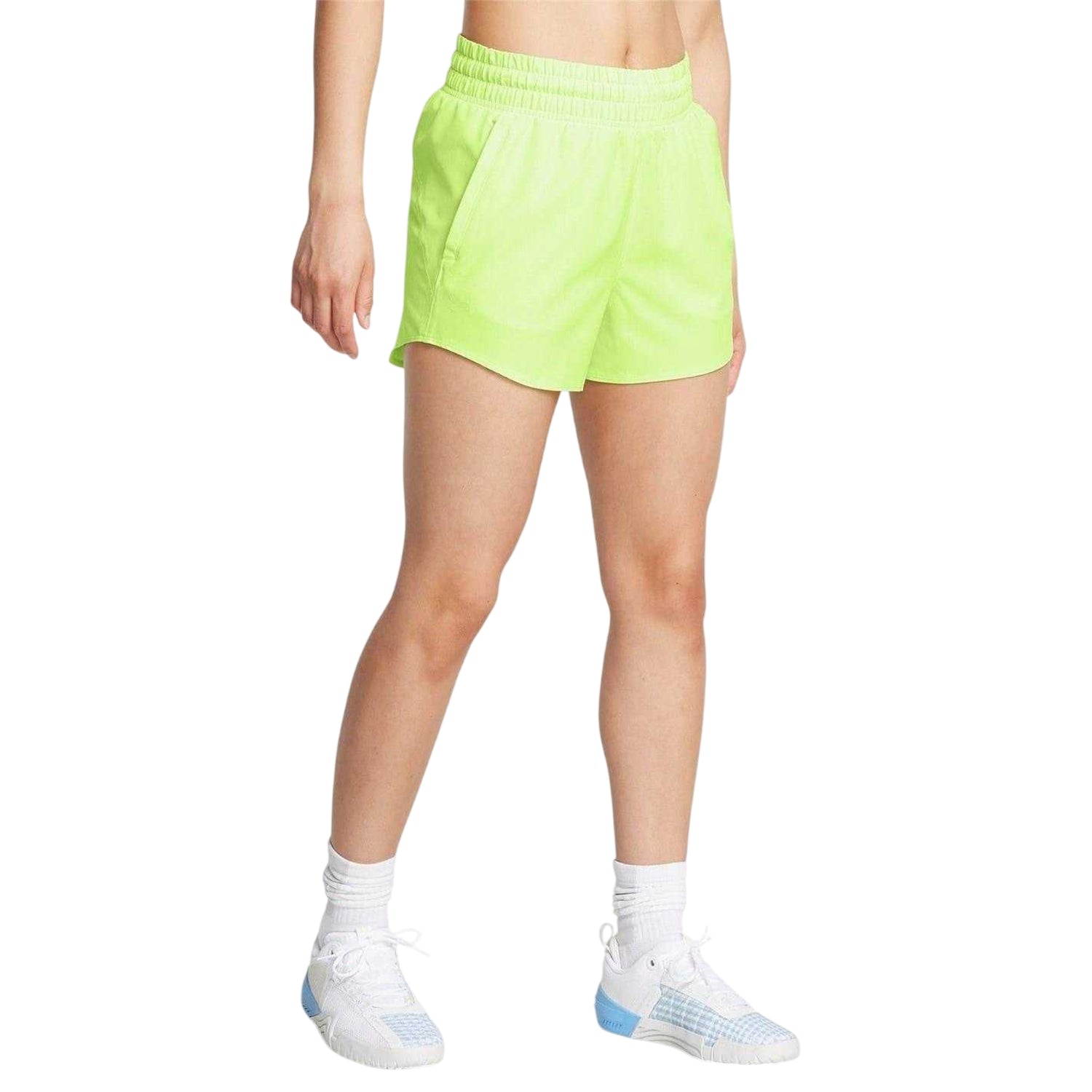 Lime Green - Side - Under Armour Womens-Ladies Flex Woven Running Shorts