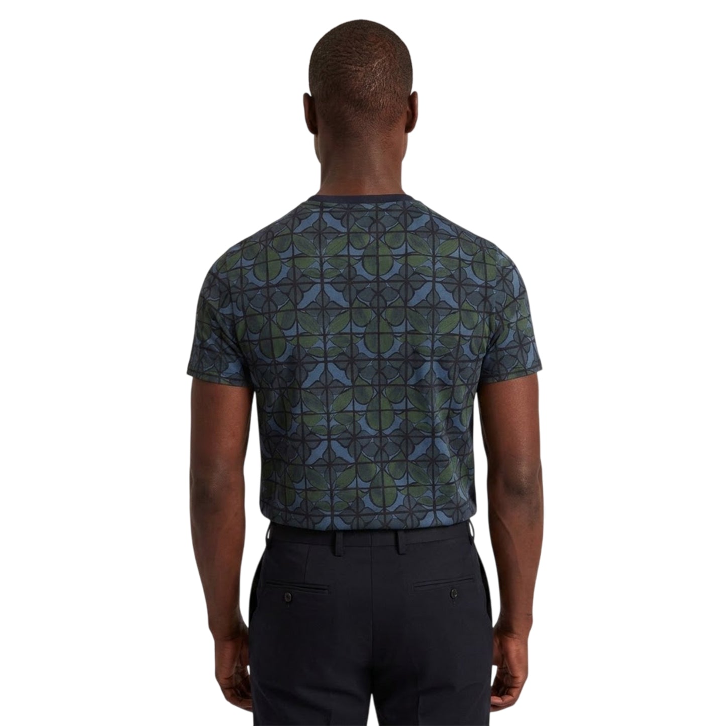 Navy - Back - Ted Baker Mens Floral Crew Neck T-Shirt