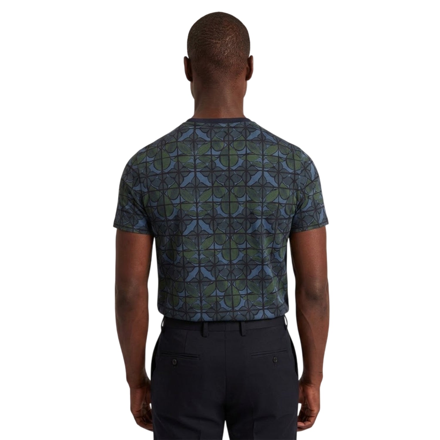 Navy - Back - Ted Baker Mens Floral Crew Neck T-Shirt