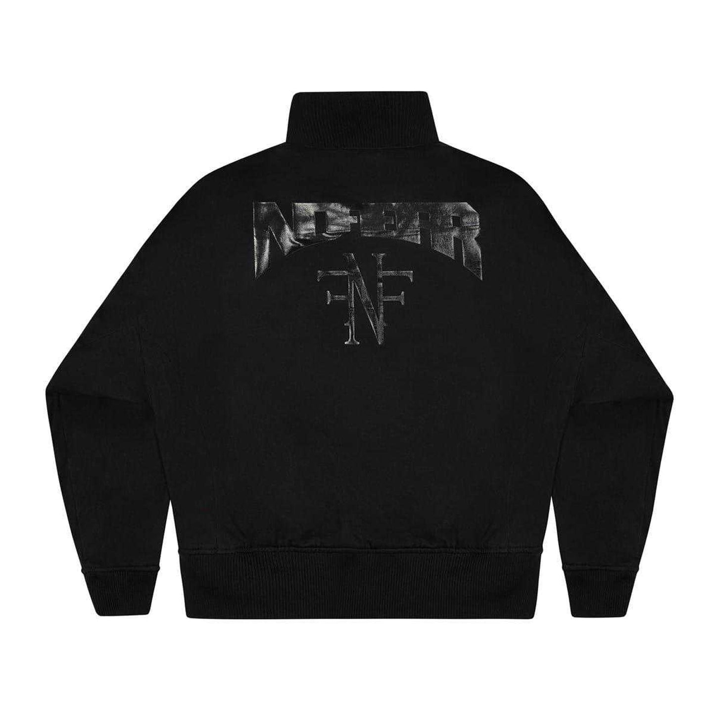 Black - Back - No Fear Mens Back Print Heavy Cotton Bomber Jacket