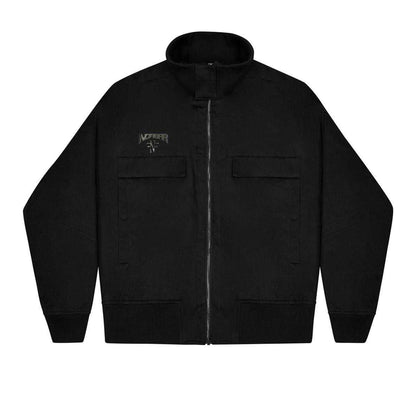 Black - Front - No Fear Mens Back Print Heavy Cotton Bomber Jacket