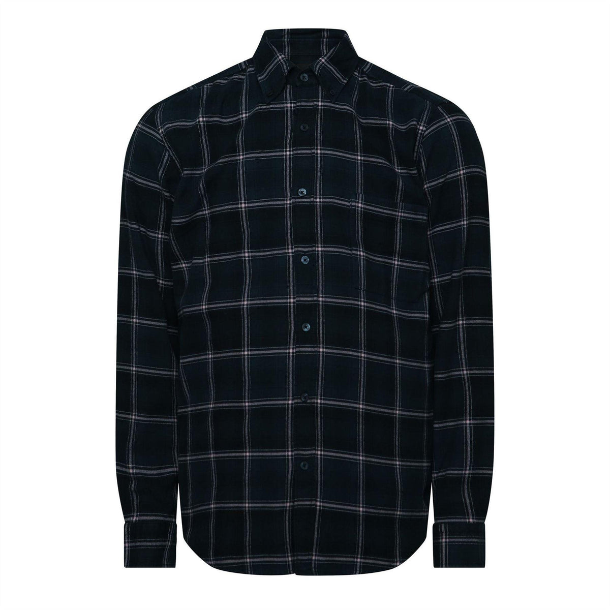 Dark Blue - Front - Boss Mens Rickert Checked Button-Down Long-Sleeved Shirt
