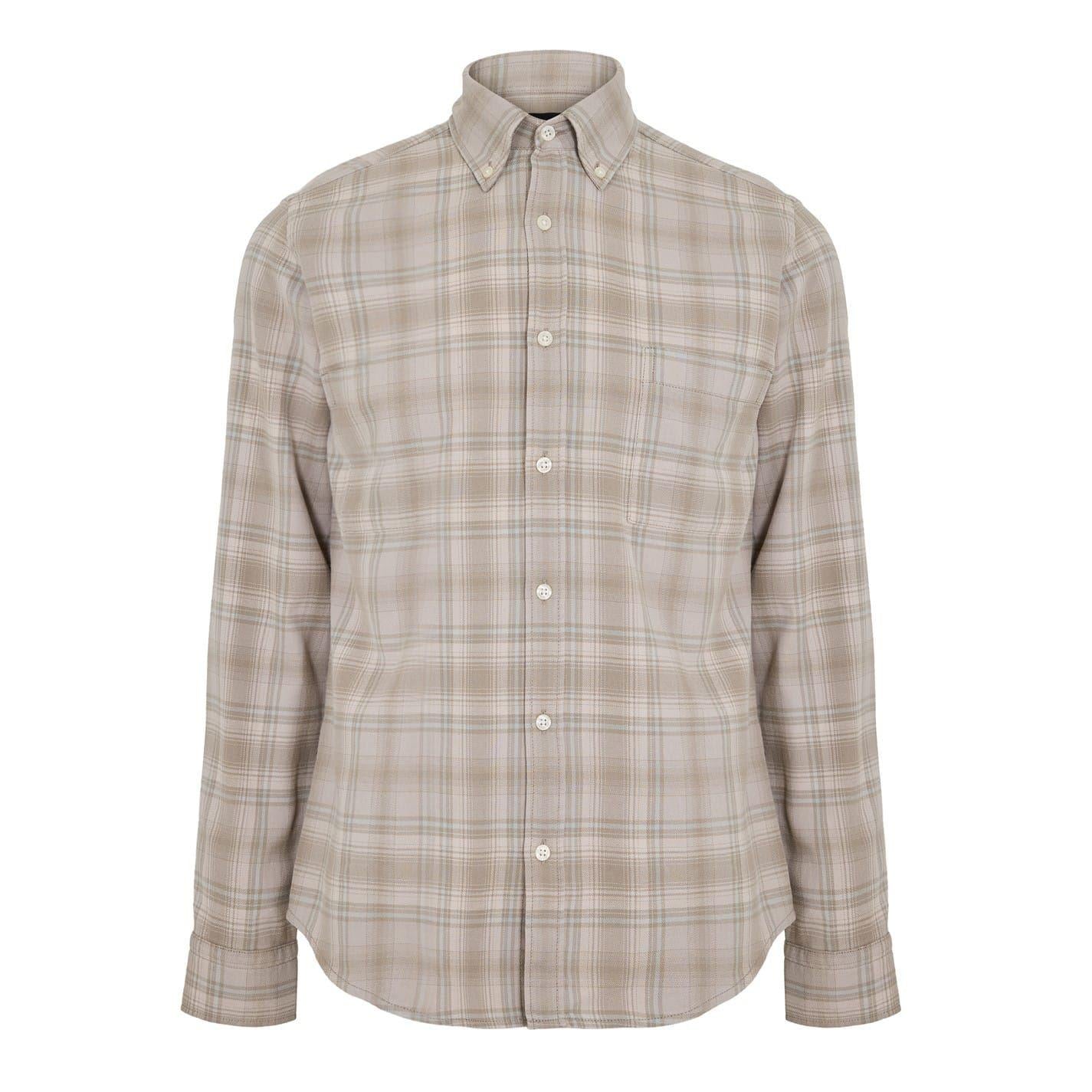 Grey - Front - Boss Mens Rickert Checked Button-Down Long-Sleeved Shirt