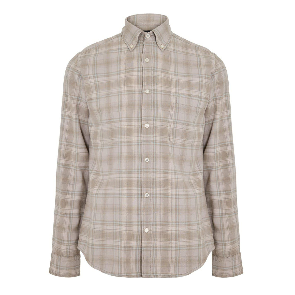 Grey - Front - Boss Mens Rickert Checked Button-Down Long-Sleeved Shirt