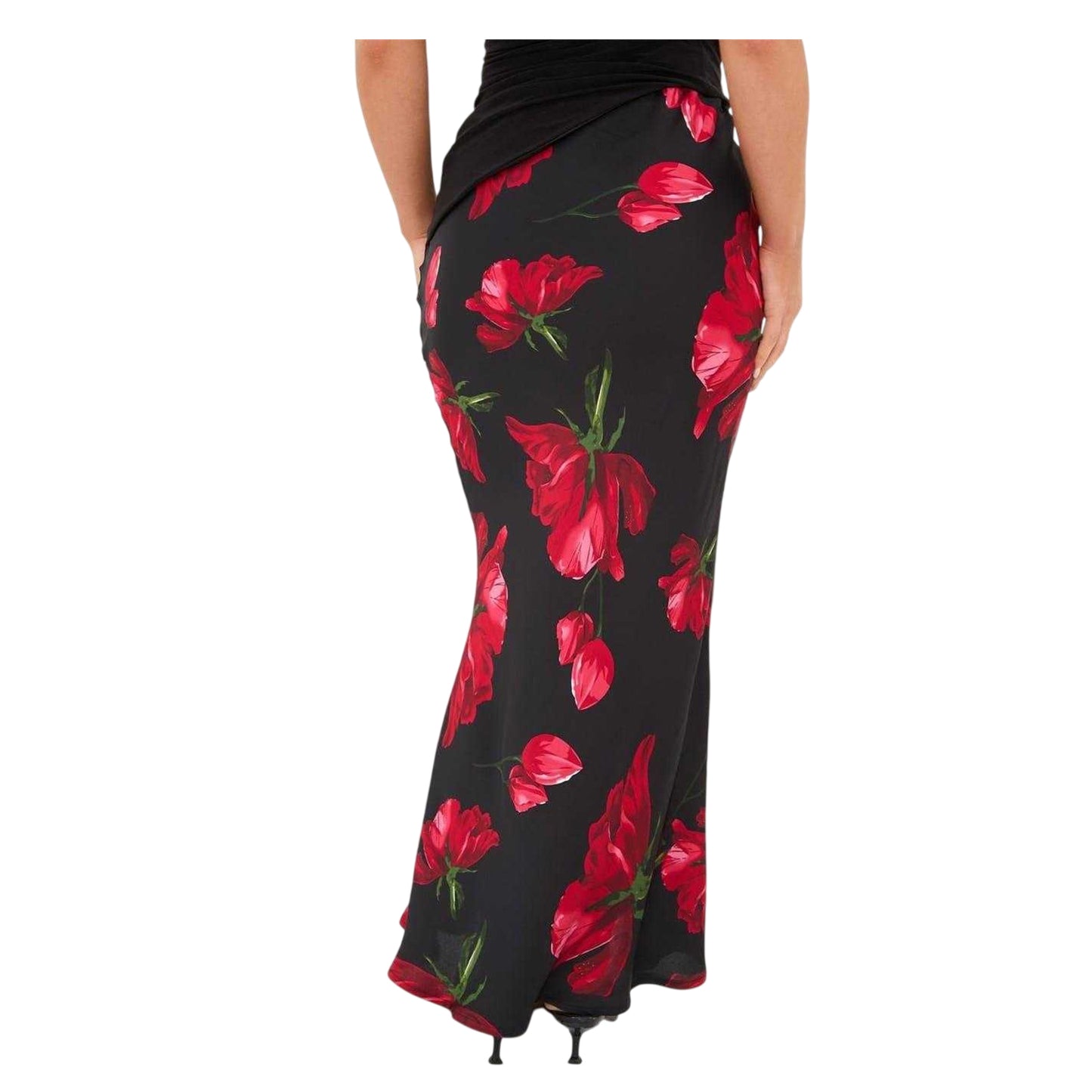 Black-Red - Back - I Saw It First Womens-Ladies Satin Maxi Skirt