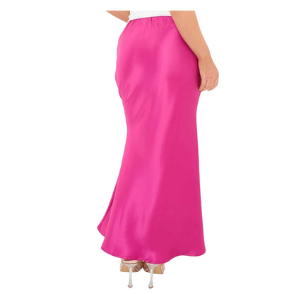 Pink - Back - I Saw It First Womens-Ladies Satin Maxi Skirt