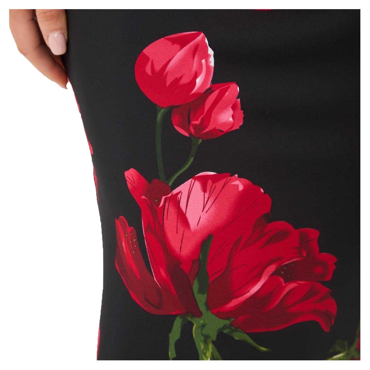 Black-Red - Side - I Saw It First Womens-Ladies Satin Maxi Skirt