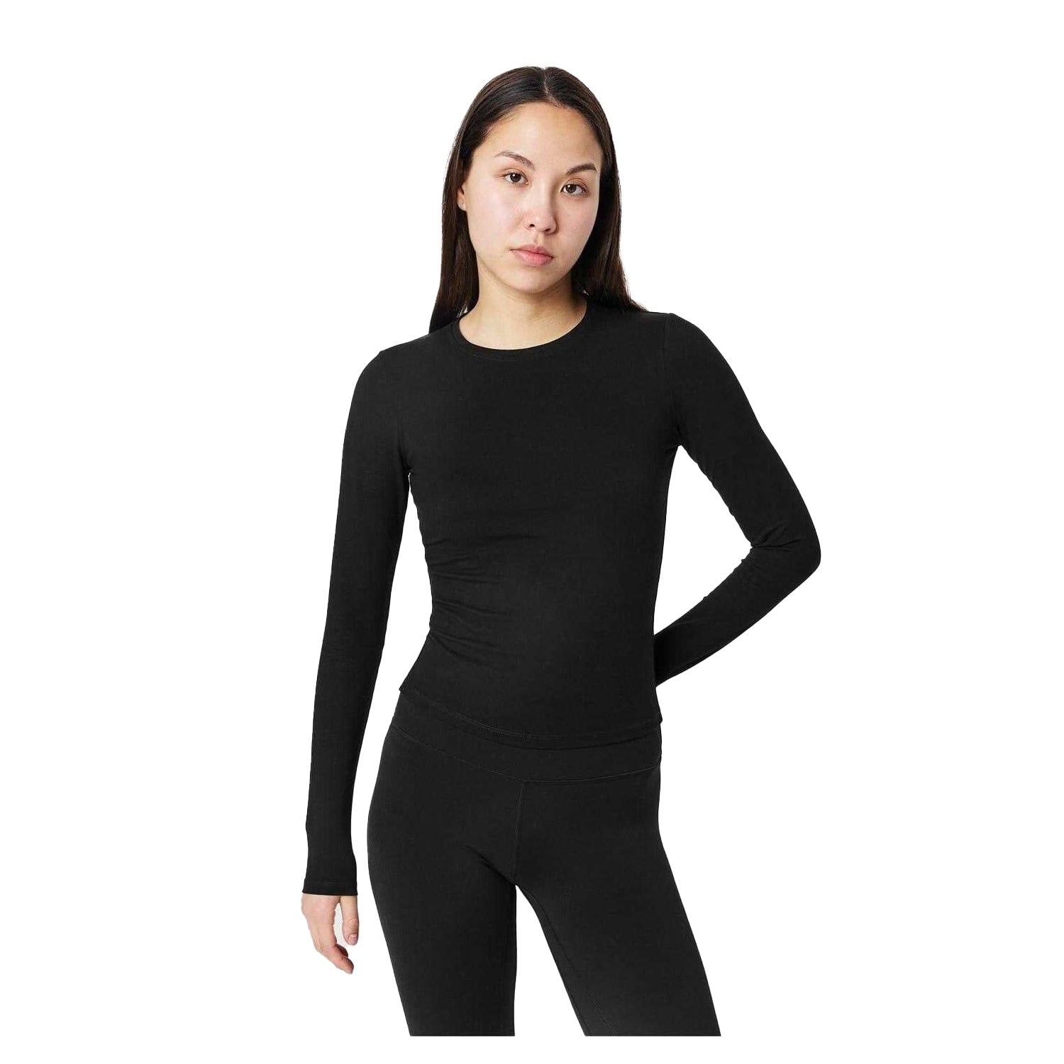Black - Side - Sweaty Betty Womens-Ladies Crew Neck Slim Long-Sleeved T-Shirt