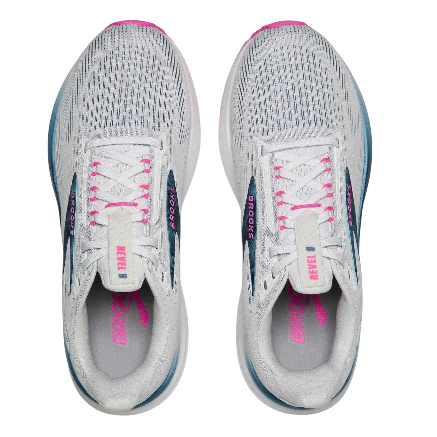 White-Pink - Lifestyle - Brooks Womens-Ladies Revel 8 Running Shoes