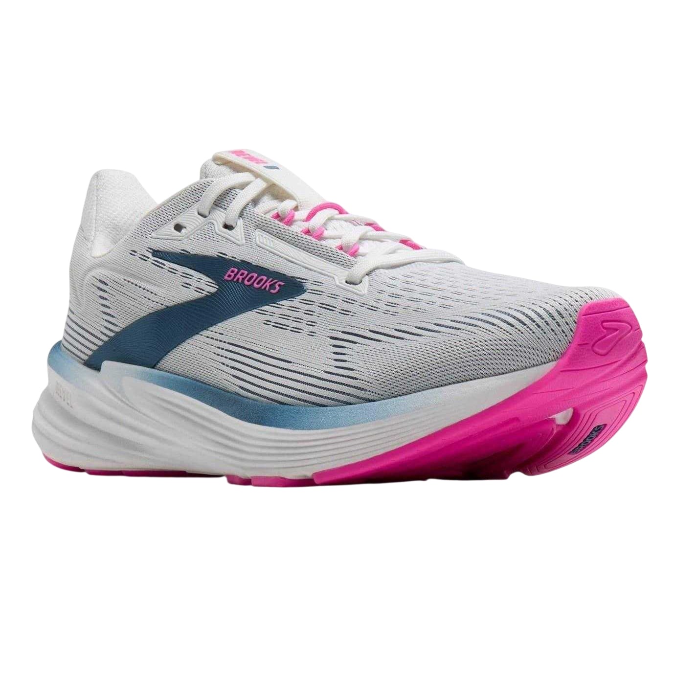 White-Pink - Pack Shot - Brooks Womens-Ladies Revel 8 Running Shoes