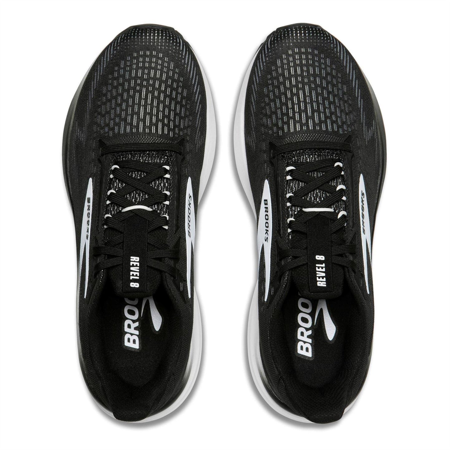Black-White - Pack Shot - Brooks Womens-Ladies Revel 8 Running Shoes
