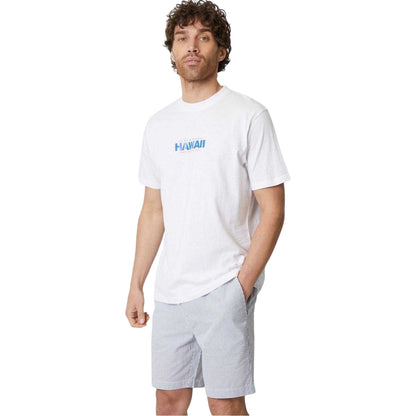 Blue-White - Side - Threadbare Mens Cinco Vertical Stripe Chino Shorts