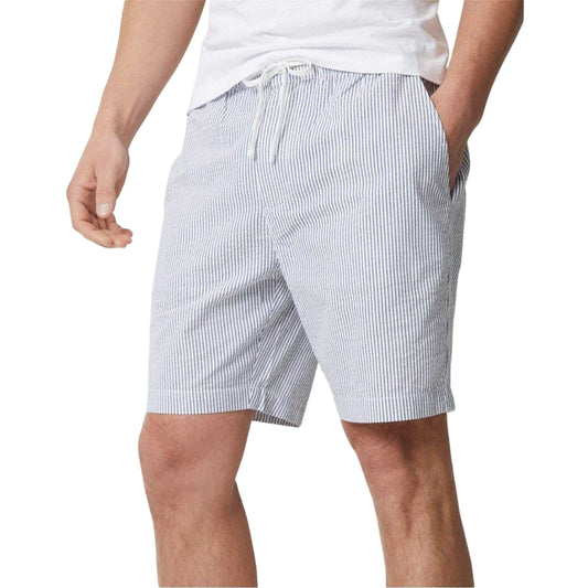 Blue-White - Front - Threadbare Mens Cinco Vertical Stripe Chino Shorts