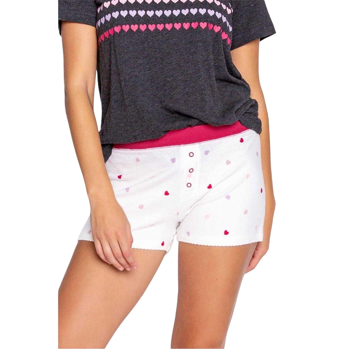 Off White - Side - PJ Salvage Womens-Ladies Hearts Shorts