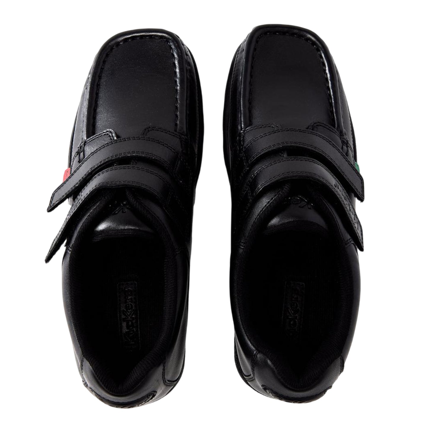 Black - Side - Kickers Childrens-Kids Leather Loafers
