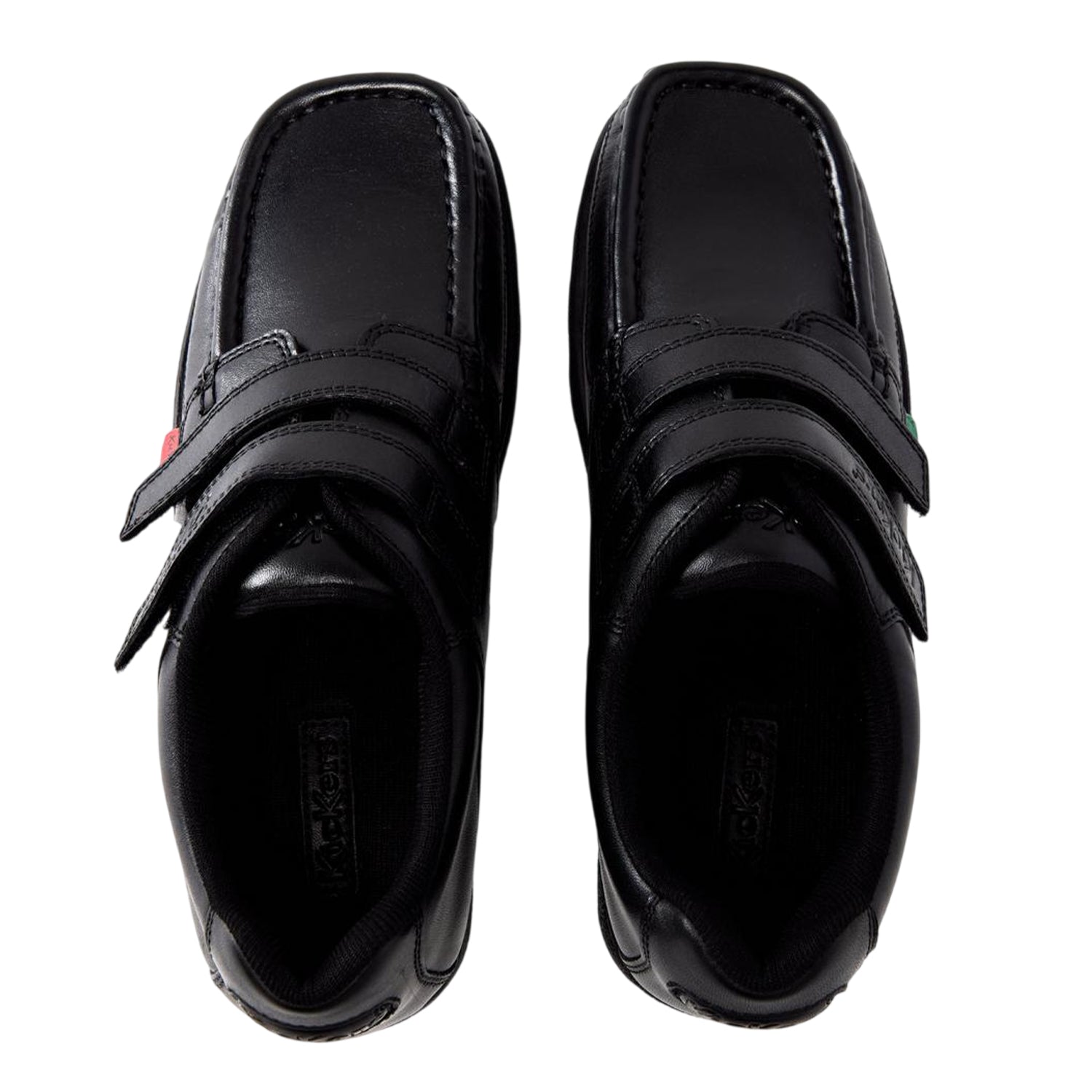 Black - Side - Kickers Childrens-Kids Leather Loafers