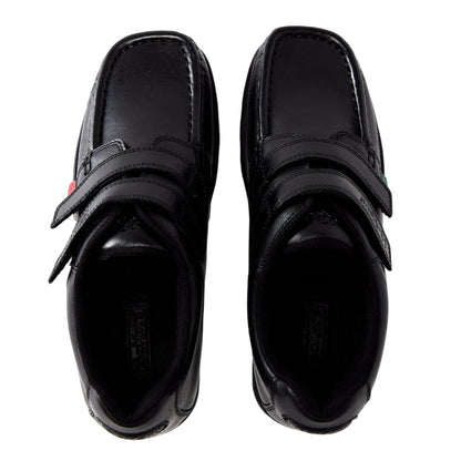 Black - Side - Kickers Childrens-Kids Leather Loafers