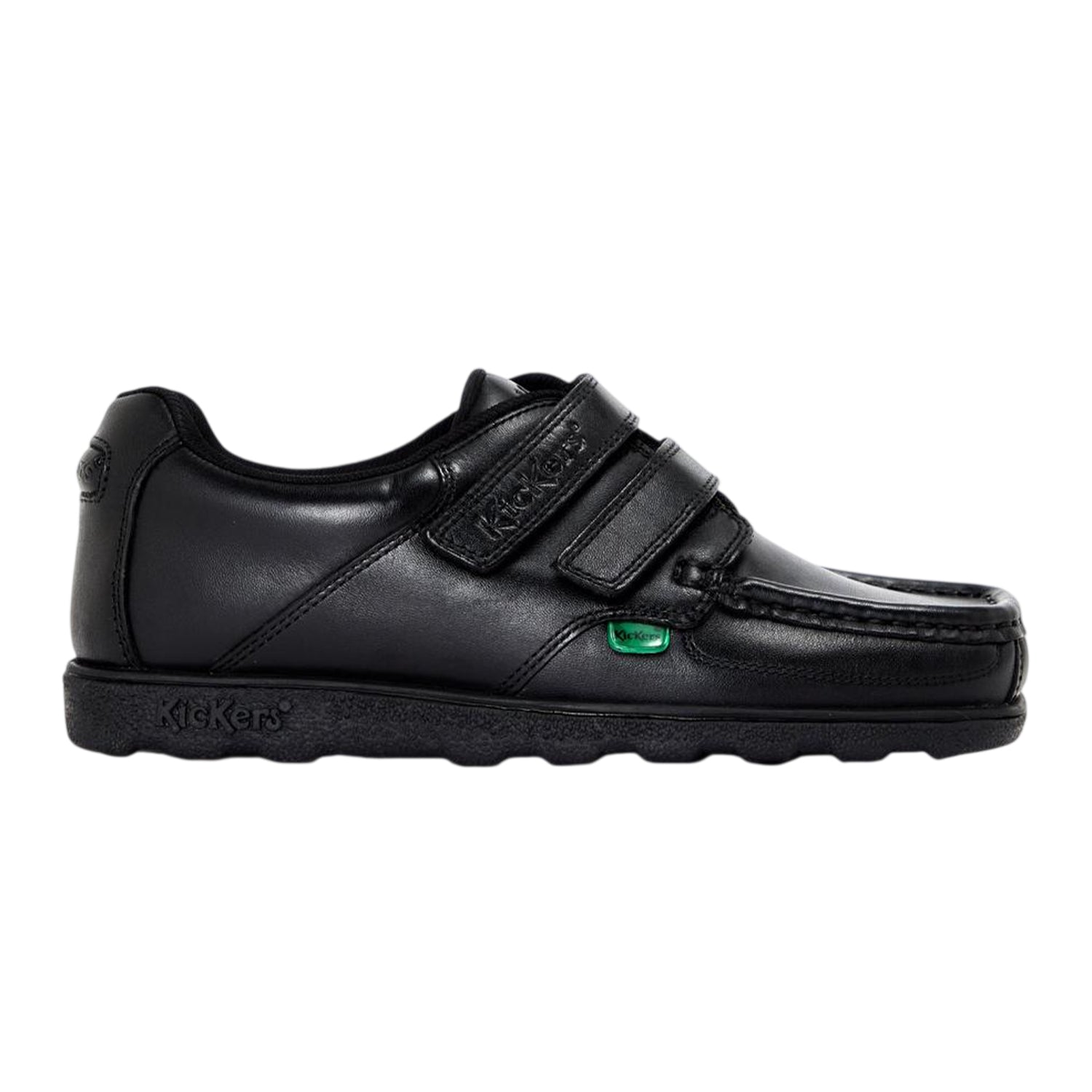 Black - Front - Kickers Childrens-Kids Leather Loafers