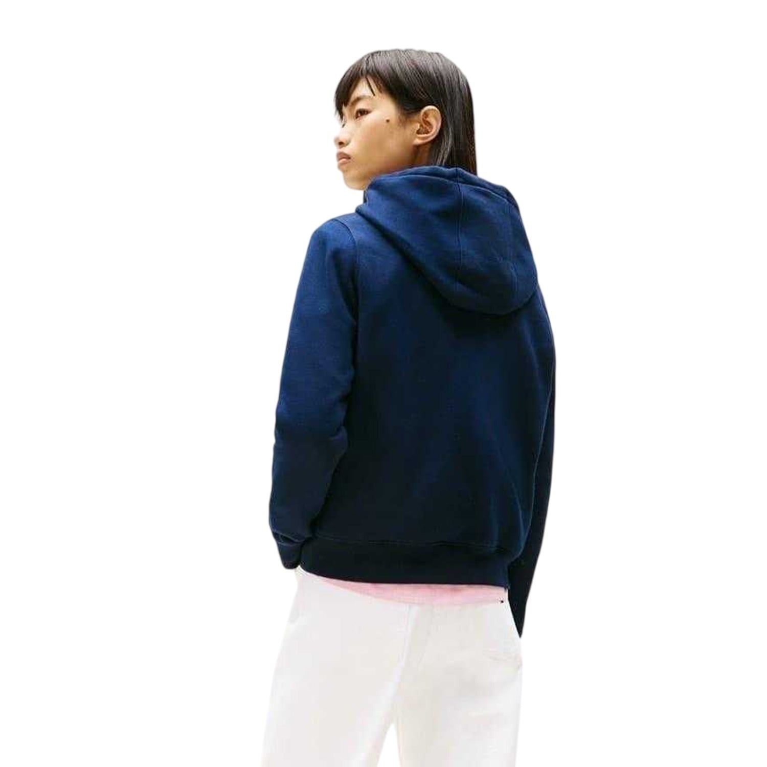 Dark Navy - Back - Tommy Jeans Womens-Ladies Flag Hoodie