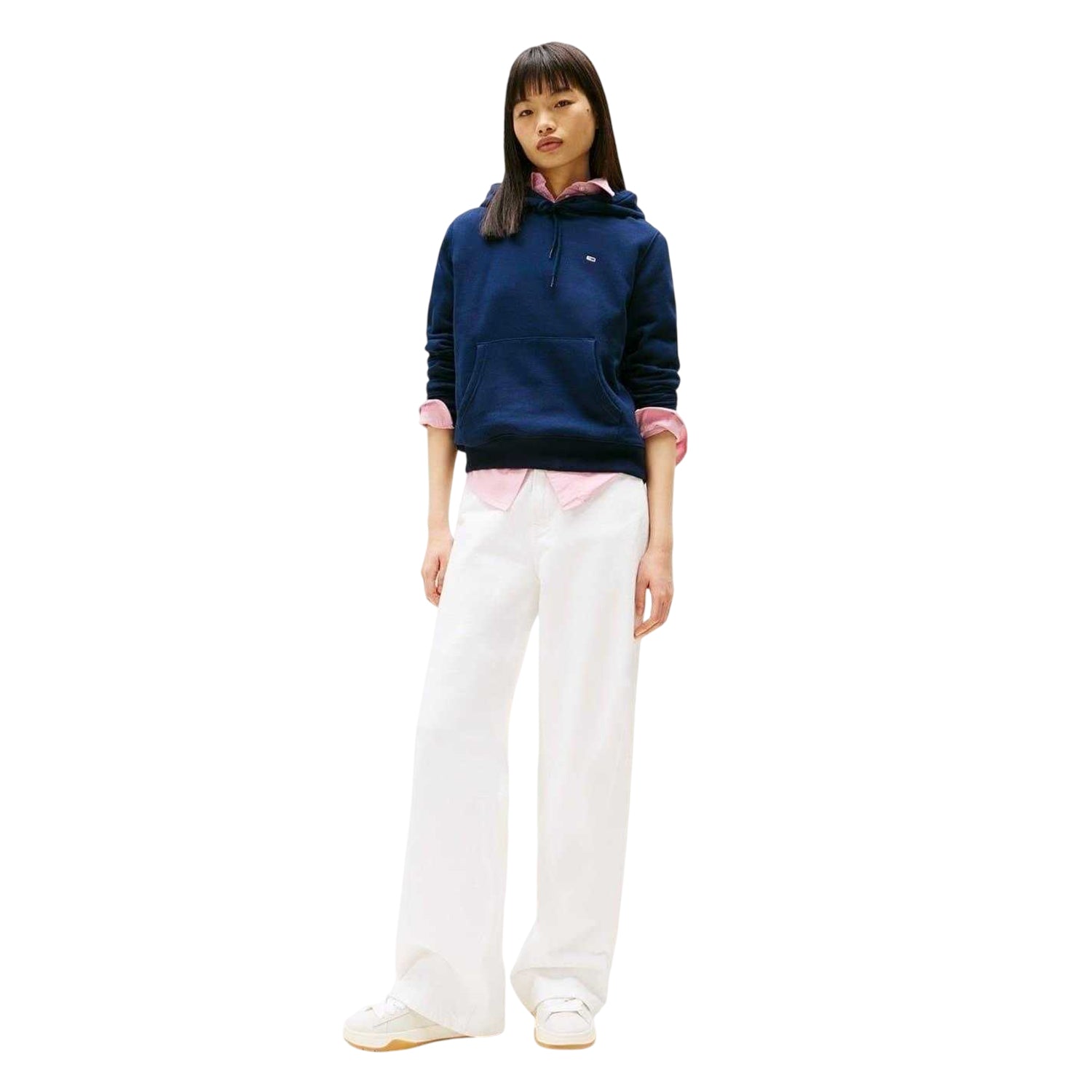 Dark Navy - Side - Tommy Jeans Womens-Ladies Flag Hoodie