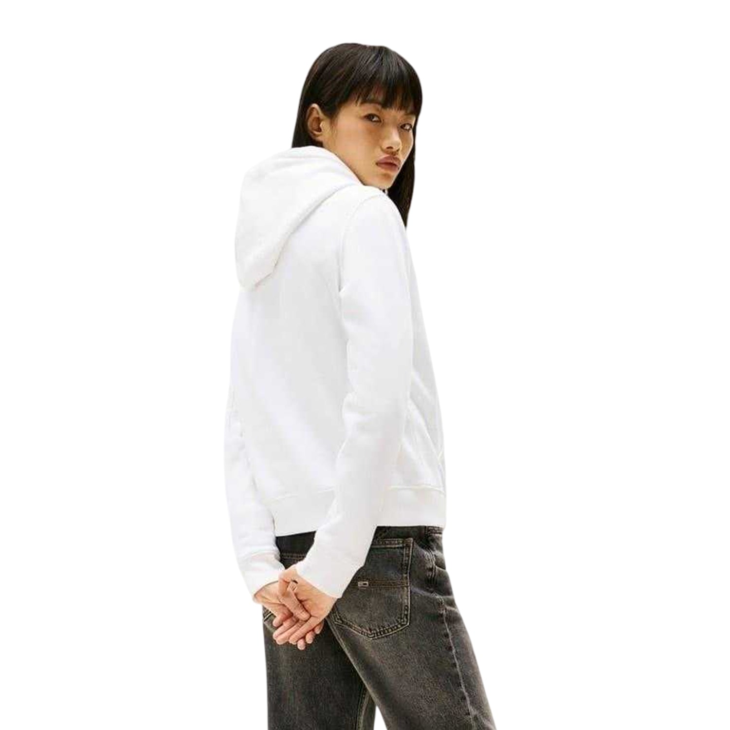 White - Back - Tommy Jeans Womens-Ladies Flag Hoodie