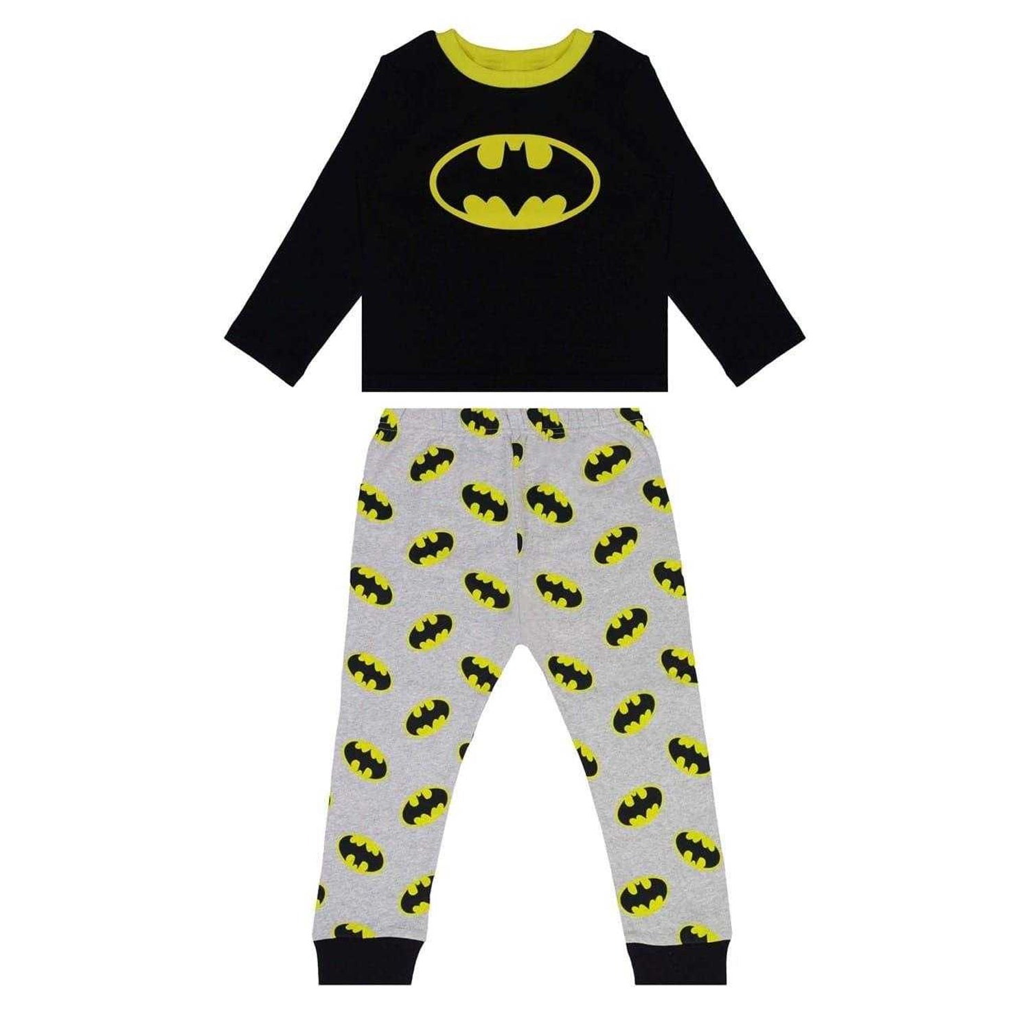 Black-Yellow-Grey - Front - Batman Baby Cotton Long-Sleeved Pyjama Set