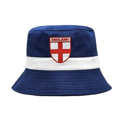 White - Front - England Unisex Adult Shield Cotton Match Bucket Hat