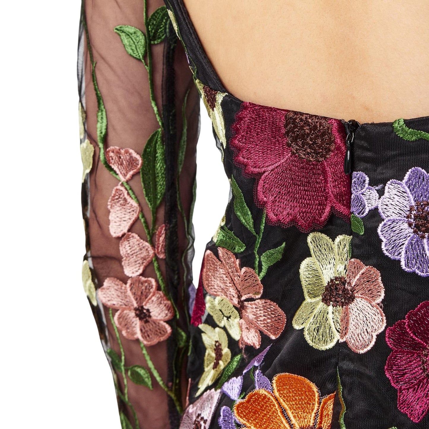 Floral - Side - AmyLynn Womens-Ladies Floral High-Neck Mini Dress