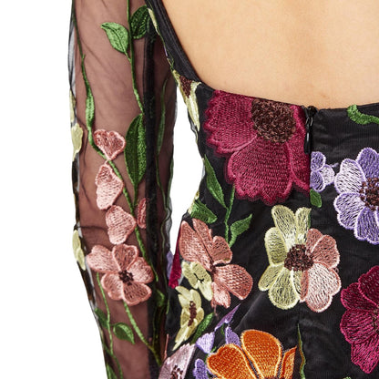 Floral - Side - AmyLynn Womens-Ladies Floral High-Neck Mini Dress