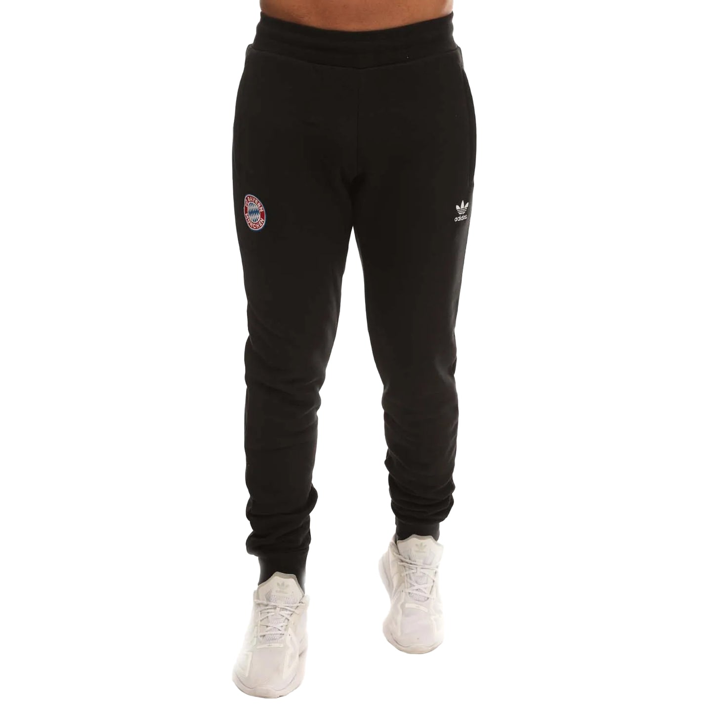 Black - Front - Adidas Mens Essentials FC Bayern Munich Jogging Bottoms