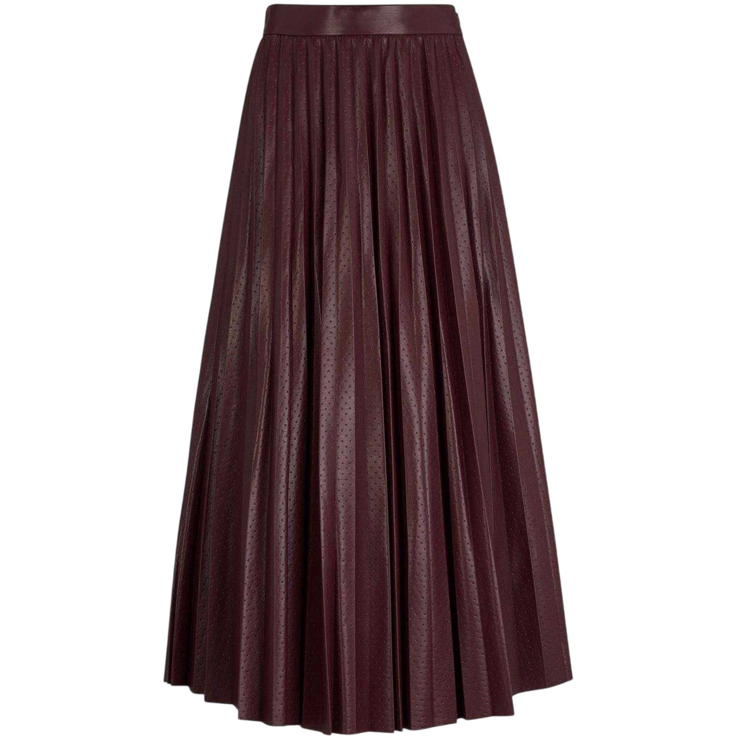 Red - Front - Boss Womens-Ladies Veplika Faux Leather Pleated Midi Skirt