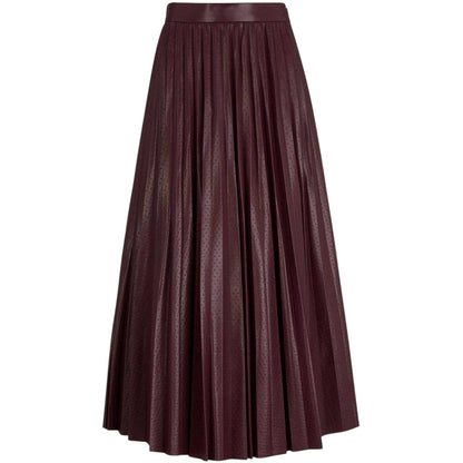 Red - Front - Boss Womens-Ladies Veplika Faux Leather Pleated Midi Skirt