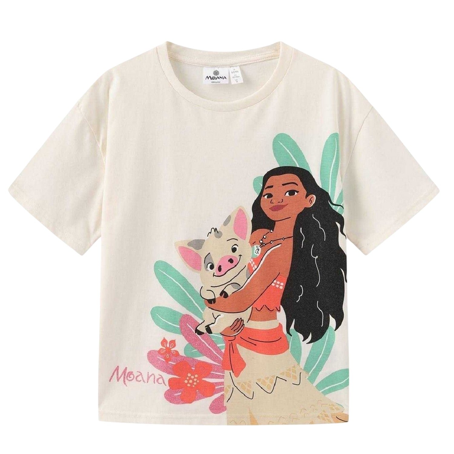 White-Pink - Back - Moana Childrens-Kids Printed Top & Bottom Set Set
