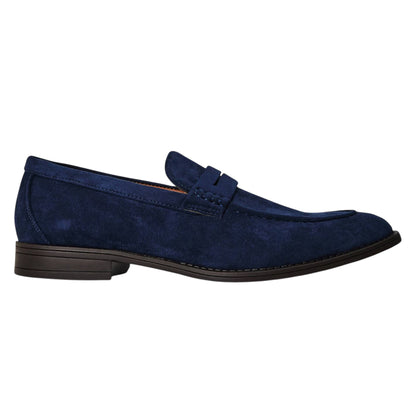 Navy - Front - Where´s That From Mens Suede Penny Loafers