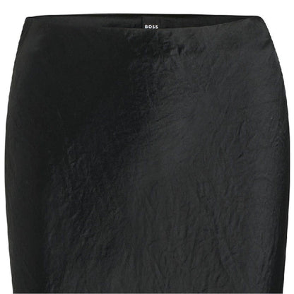Black - Back - Boss Womens-Ladies Vesatie Crinkled Maxi Skirt