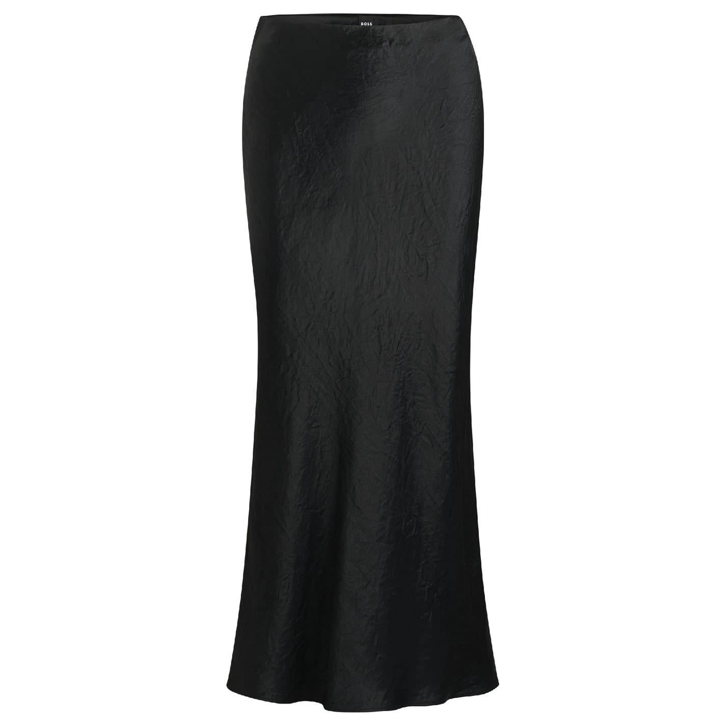 Black - Front - Boss Womens-Ladies Vesatie Crinkled Maxi Skirt