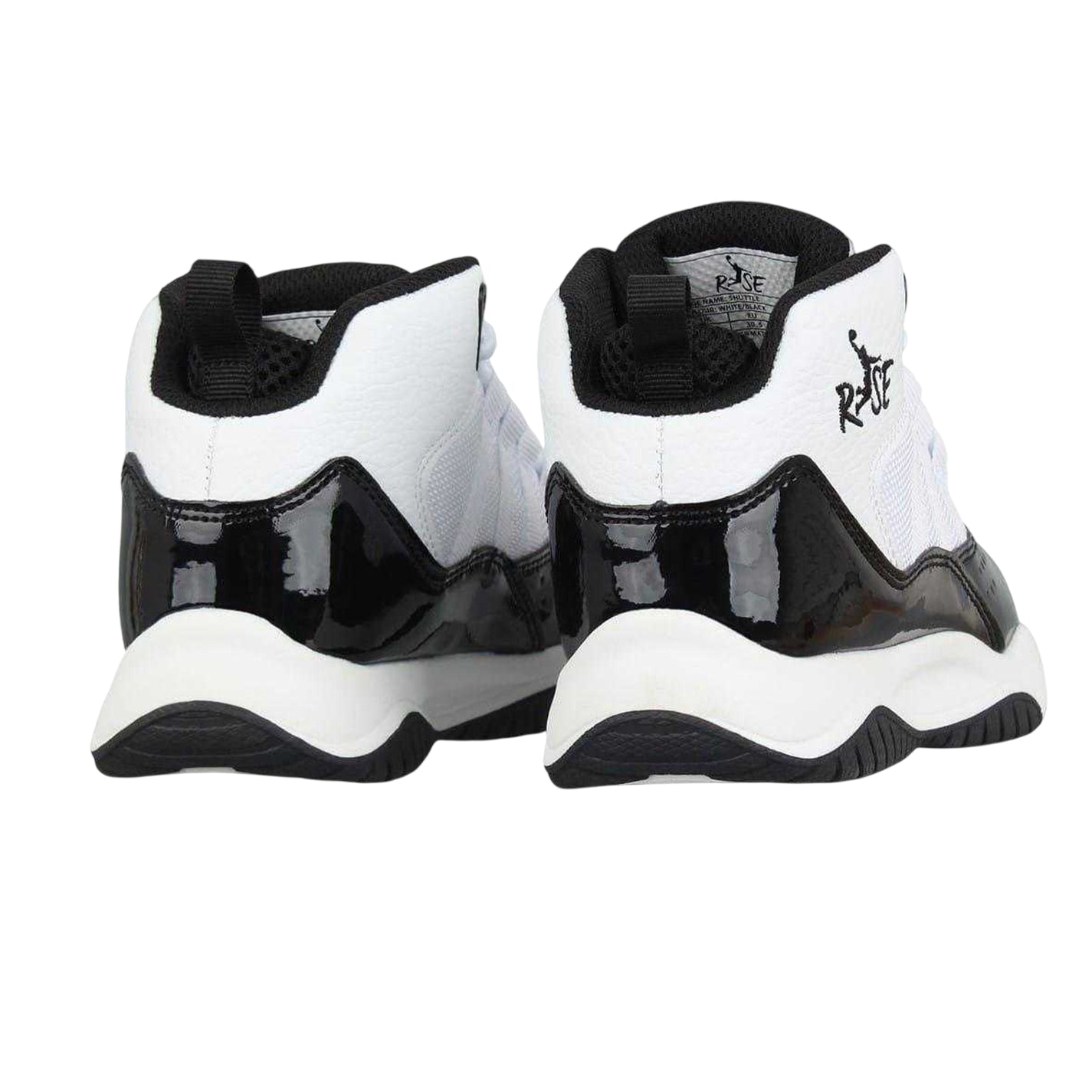 White-Black - Back - Rise Childrens-Kids Shuttle Trainers