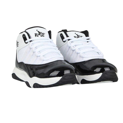 White-Black - Pack Shot - Rise Childrens-Kids Shuttle Trainers