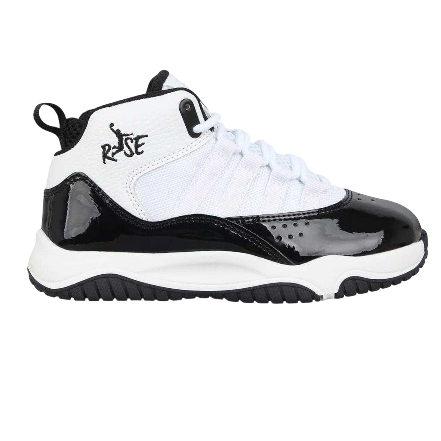 White-Black - Front - Rise Childrens-Kids Shuttle Trainers