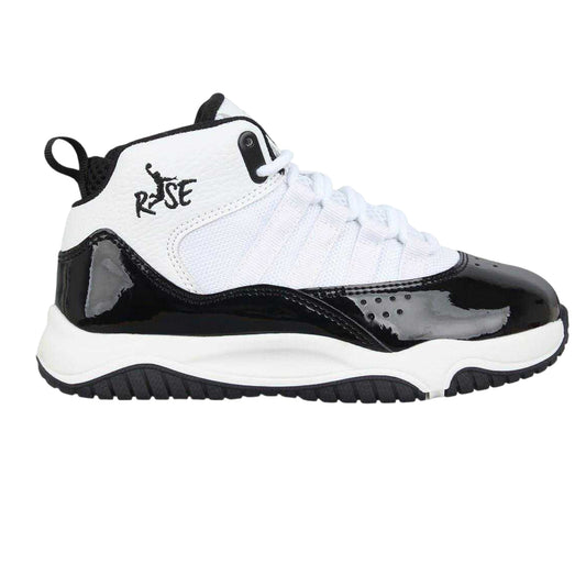 White-Black - Front - Rise Childrens-Kids Shuttle Trainers
