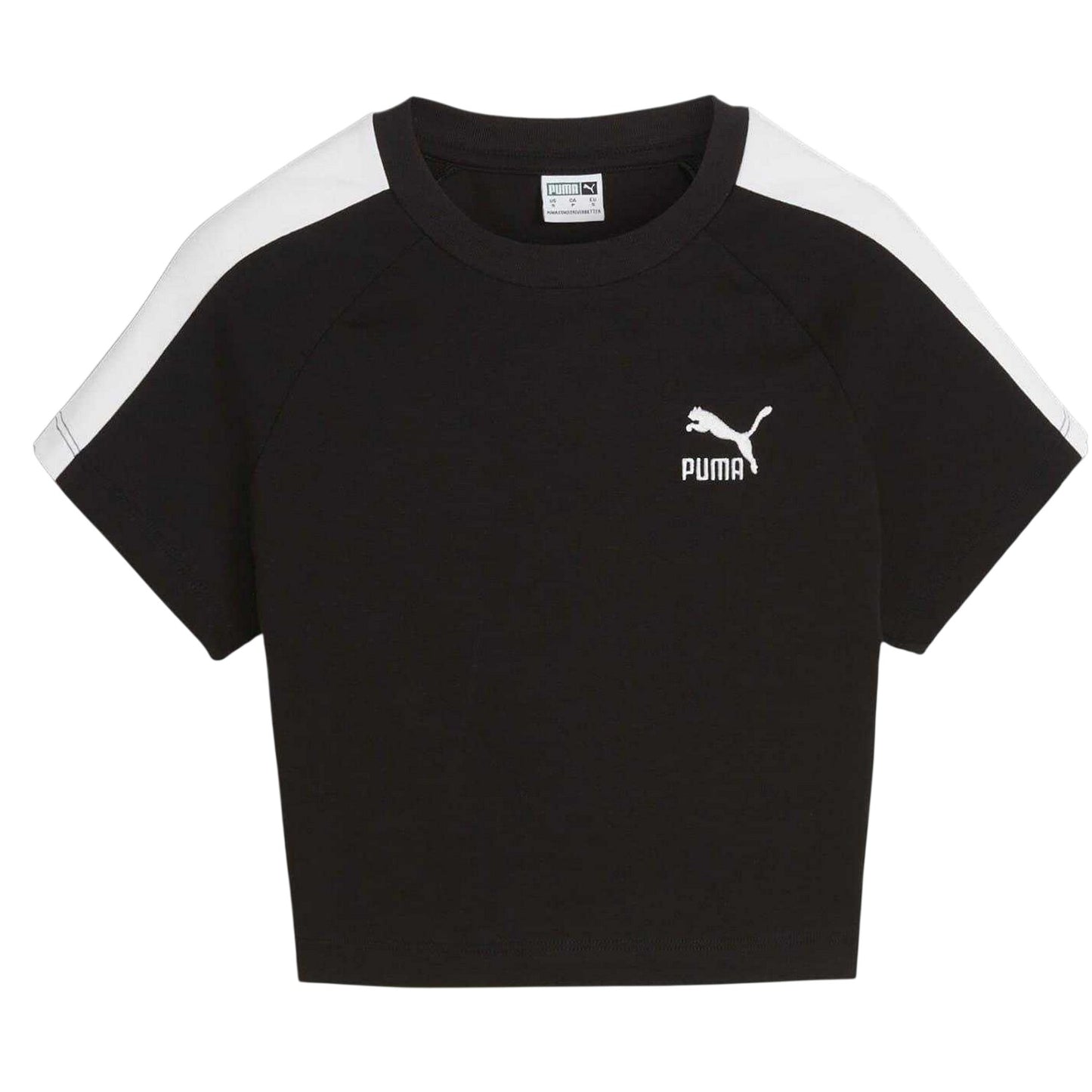 Puma Black - Front - Puma Womens-Ladies Crew Neck Regular Crop T-Shirt