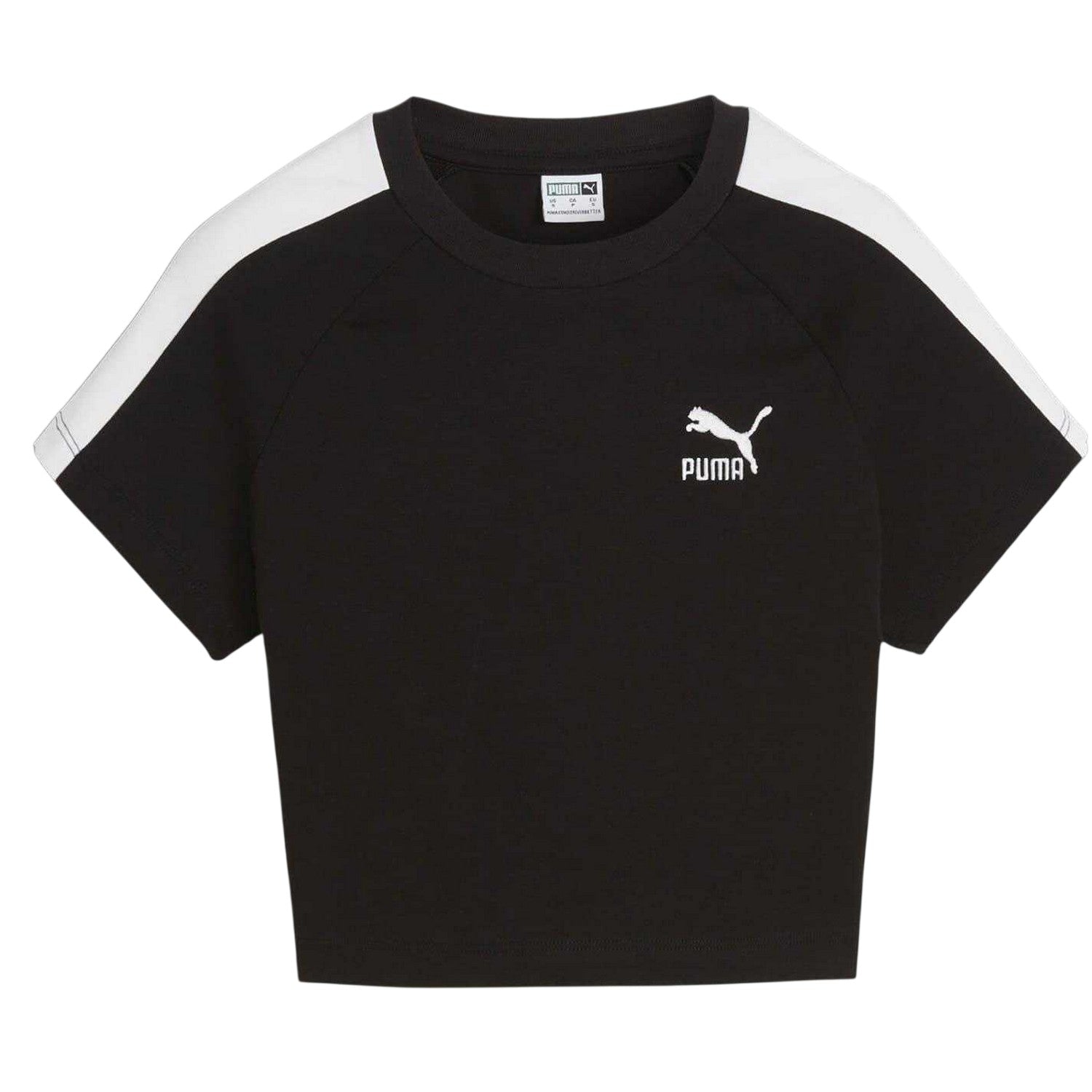 Puma Black - Front - Puma Womens-Ladies Crew Neck Regular Crop T-Shirt