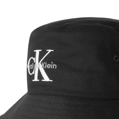 Black - Side - Calvin Klein Womens-Ladies Embroidered Logo Casual Bucket Hat