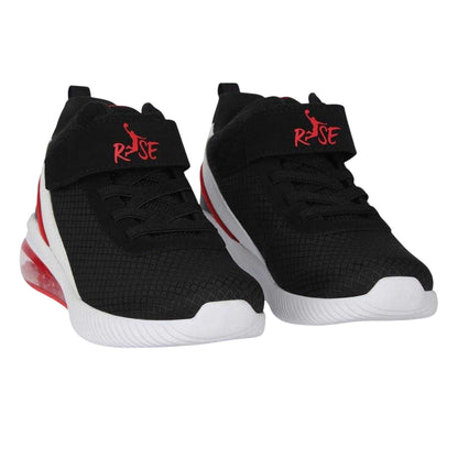 Black-White-Red - Pack Shot - Rise Childrens-Kids Digital Basketball Shoes